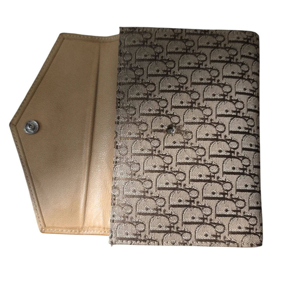 Dior Tan and Brown Women's Wallet Canvas Leather Needs Snap Replacement Preloved - Picture 6 of 15
